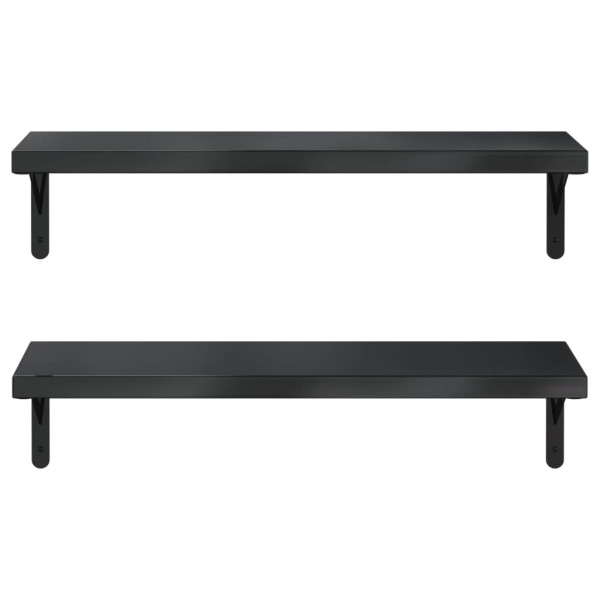 Estantes de pared 2 uds acero inoxidable negro 75x23.5 cm M 5