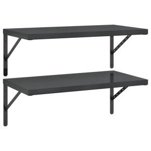 Prateleiras de parede 2 pcs 75x40 cm aço inoxidável prateado H