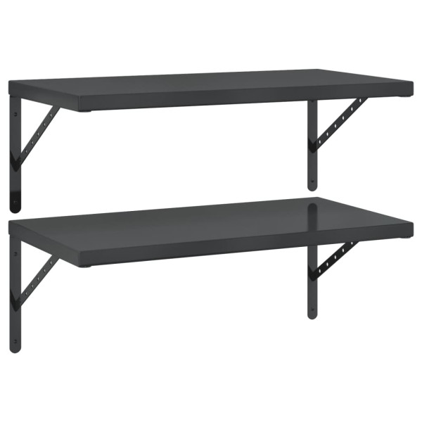 Prateleiras de parede 2 pcs 75x40 cm aço inoxidável prateado M 2