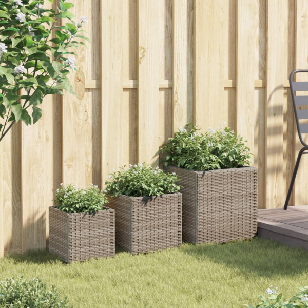 Jardim 3 unidades de rattan cinza sintético M 3