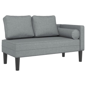 Chaise lounge com almofadões tecido cinzento-claro H