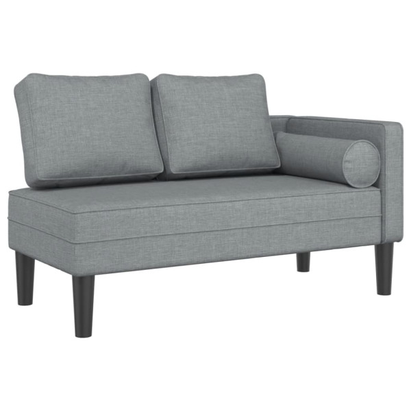 Chaise lounge com almofadões tecido cinzento-claro M 2