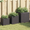 Vasos de jardim 3 pcs vime PE preto 1