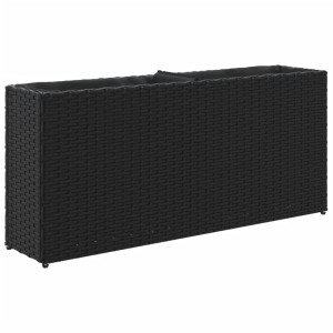 Jardinagem com 2 potes de rattan sintético preto 90x20x40 cm H