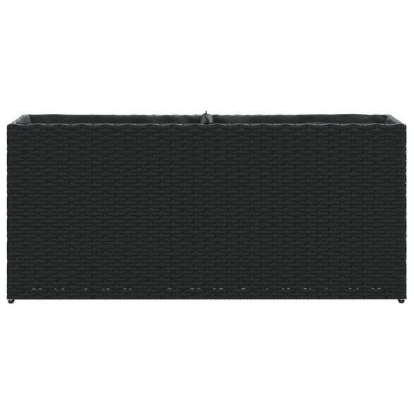 Jardinera con 2 maceteros de ratán sintético negra 90x20x40 cm M 5