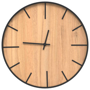 Reloj de pared de hierro y madera de ingeniería marrón Ø39 cm H