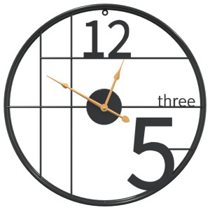 Reloj de pared de hierro negro Ø50 cm H