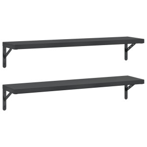Estantes de pared 2 uds acero inoxidable negro 100x23.5 cm H