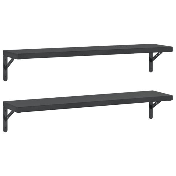 Prateleiras de parede 2pcs 100x23.5 cm aço inoxidável prateado M 2