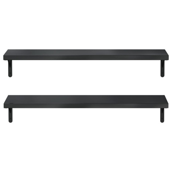 Estantes de pared 2 uds acero inoxidable negro 100x23.5 cm M 5