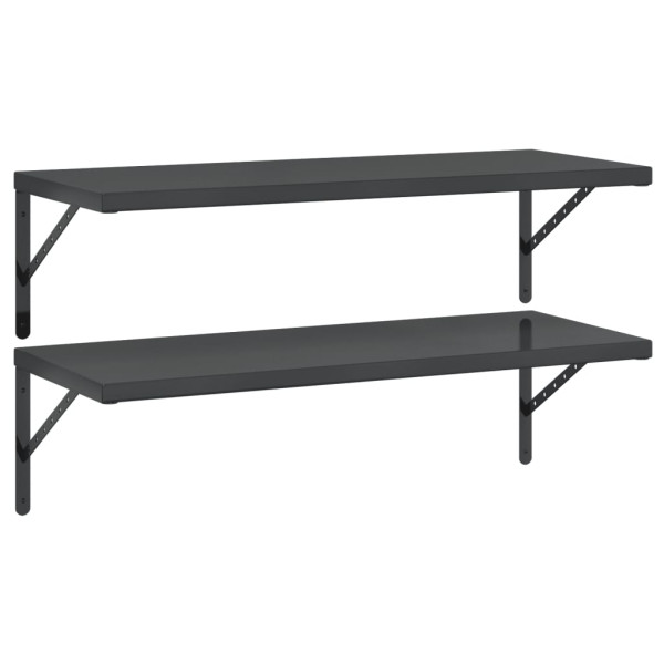 Prateleiras de parede 2 pcs 100x40 cm aço inoxidável prateado M 2