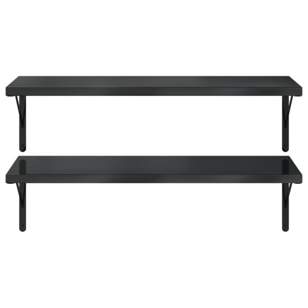 Estantes de pared 2 uds acero inoxidable negro 100x40 cm M 5