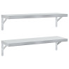 Prateleiras de parede 2 pcs 75x23.5 cm aço inoxidável prateado 2