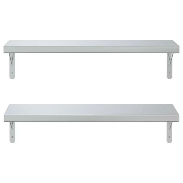 Estantes de pared 2 uds acero inoxidable plateado 75x23.5 cm M 5