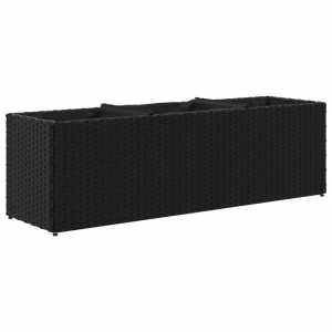 Jardinagem com 3 potes de rattan sintético preto 105x30x32 cm H