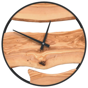 Reloj de pared hierro y madera de olivo marrón Ø35 cm H