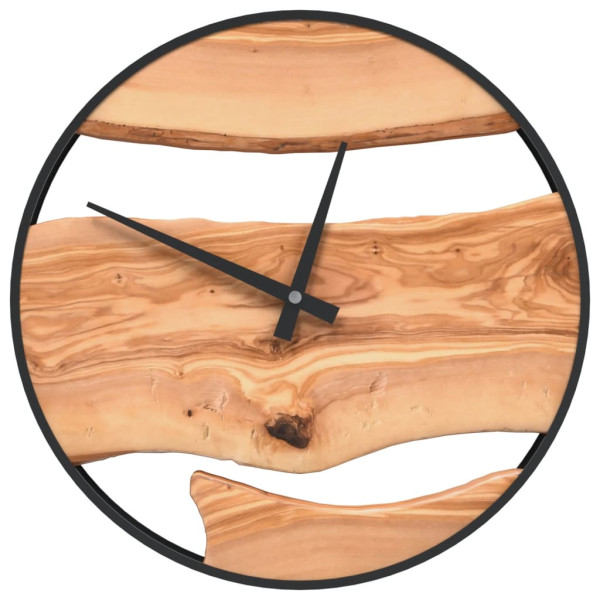 Reloj de pared hierro y madera de olivo marrón Ø35 cm M 2