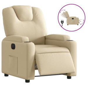 Sillón reclinable eléctrico de tela crema H