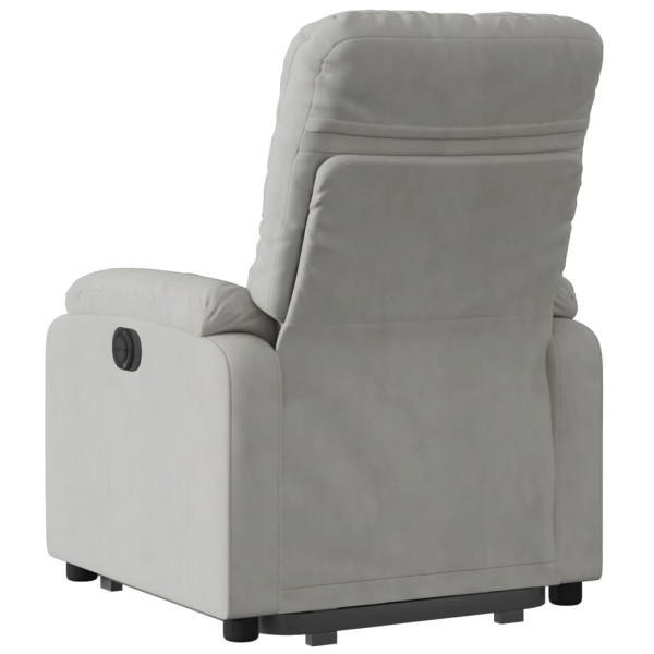 Sillón eléctrico reclinable elevable tela microfibra gris claro M 4