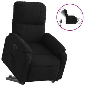 Sillón eléctrico reclinable elevable tela microfibra negro H