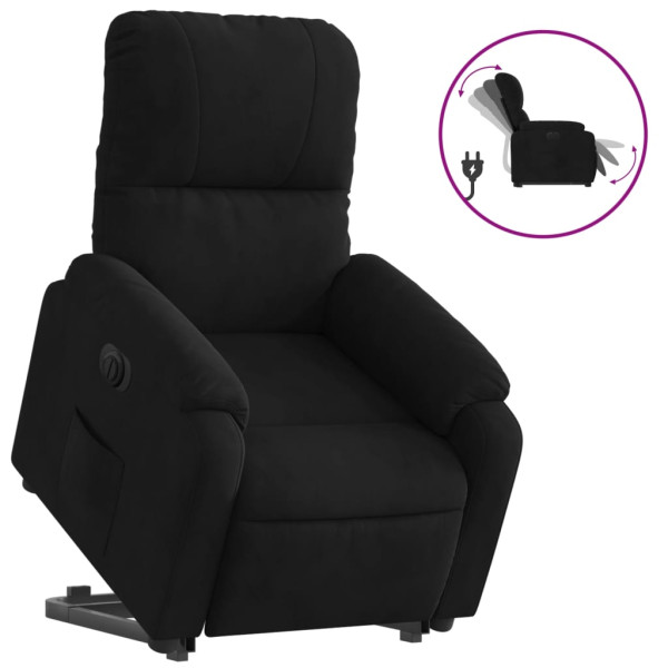 Sillón eléctrico reclinable elevable tela microfibra negro M 2