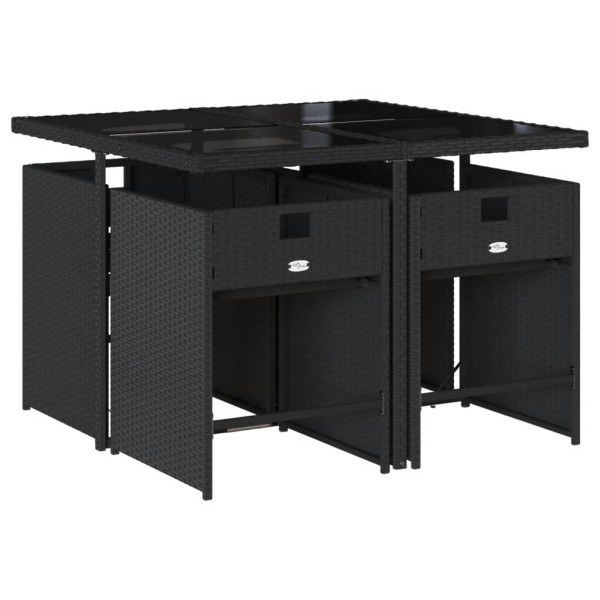 Set de muebles jardín 5 pzas con cojines ratán sintético negro M 3