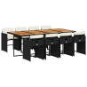 Set de comedor de jardín 9 pzas y cojines ratán sintético negro 2
