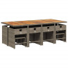 Set comedor de jardín con cojines 13 pzas ratán sintético gris 3