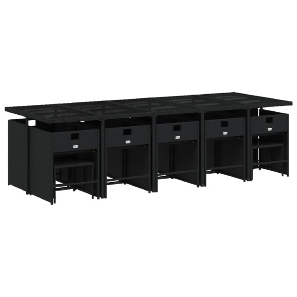 Set comedor de jardín con cojines 15 pzas ratán sintético negro M 3