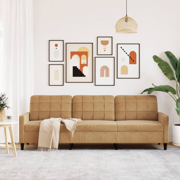 Sofá de 3 lugares 210 cm veludo castanho M 3