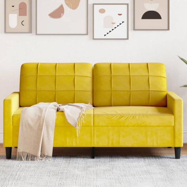 Sofá de 2 plazas terciopelo amarillo 140 cm D
