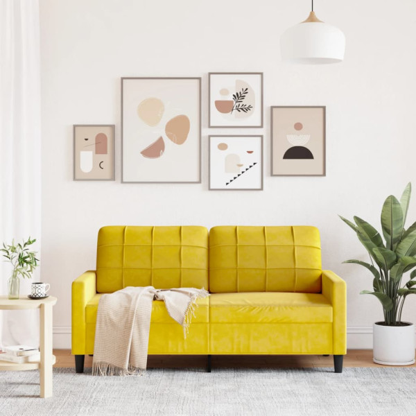 Sofá de 2 lugares veludo 140 cm amarelo M 3