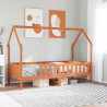 Cama con forma de casa de niños madera maciza marrón 90x190 cm 1