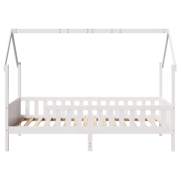 Cama con forma de casa de niños madera maciza blanca 90x200 cm M 4