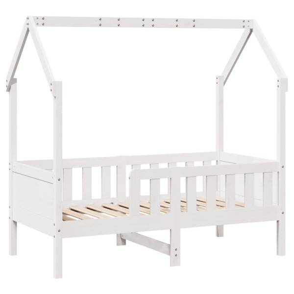 Cama infantil formato casa 70x140 cm pinho maciço branco M 3