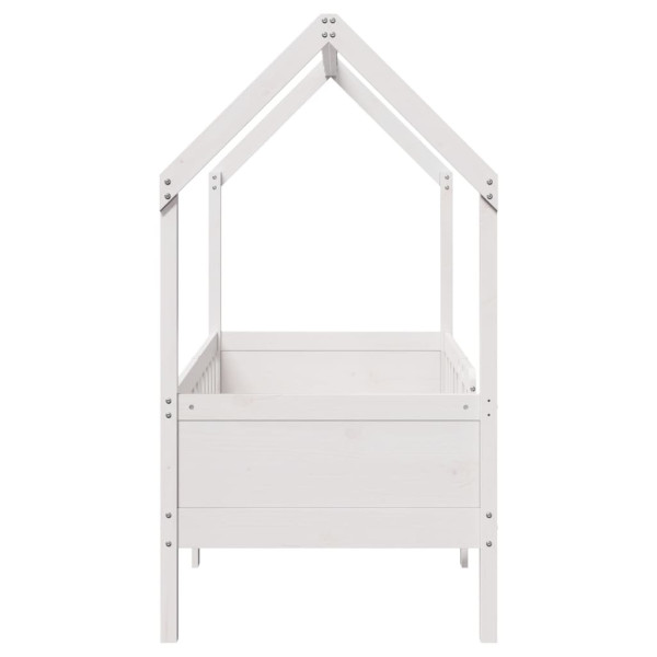 Cama infantil formato casa 70x140 cm pinho maciço branco M 5