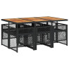 Set de comedor de jardín 7 pzas y cojines ratán sintético negro 5