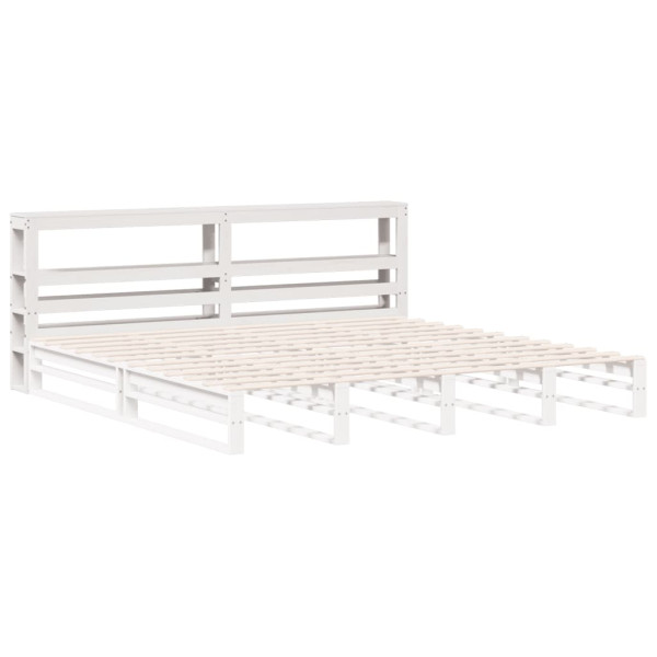 Cabecero de cama con estantes madera maciza pino blanco 200 cm M 4