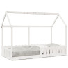 Cama infantil formato de casa 90x200 cm pinho maciço branco 1
