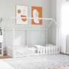 Cama infantil formato de casa 90x200 cm pinho maciço branco 3