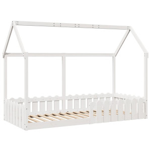 Cama infantil formato de casa 90x190 cm pinho maciço branco H