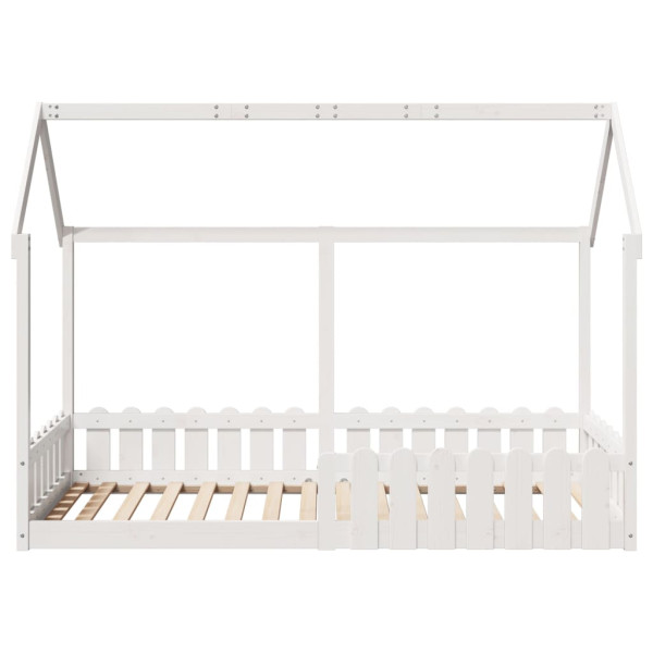 Cama infantil formato de casa 90x190 cm pinho maciço branco M 4