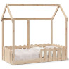 Cama con forma de casa de niños madera maciza marrón 70x140 cm 1