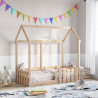 Cama con forma de casa de niños madera maciza marrón 70x140 cm 3