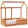 Cama infantil formato casa 70x140 cm pinho maciço castanho-mel 1