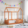 Cama infantil formato casa 70x140 cm pinho maciço castanho-mel 3