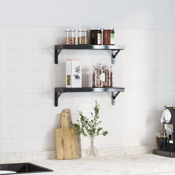 Soportes de estante 4 uds acero inoxidable negro 15x2.5x11.5 cm M 3