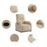 Sillón reclinable tela de microfibra color crema 5