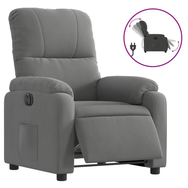 Sillón reclinable eléctrico tela de microfibra gris oscuro M 2