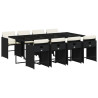 Set de comedor de jardín 9 pzas y cojines ratán sintético negro 2